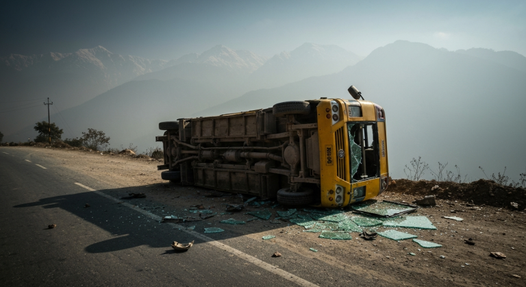 स्कुल बस दुर्घटना झापा