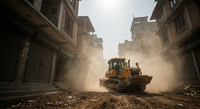 सुकुमवासी बस्तीमा डोजर