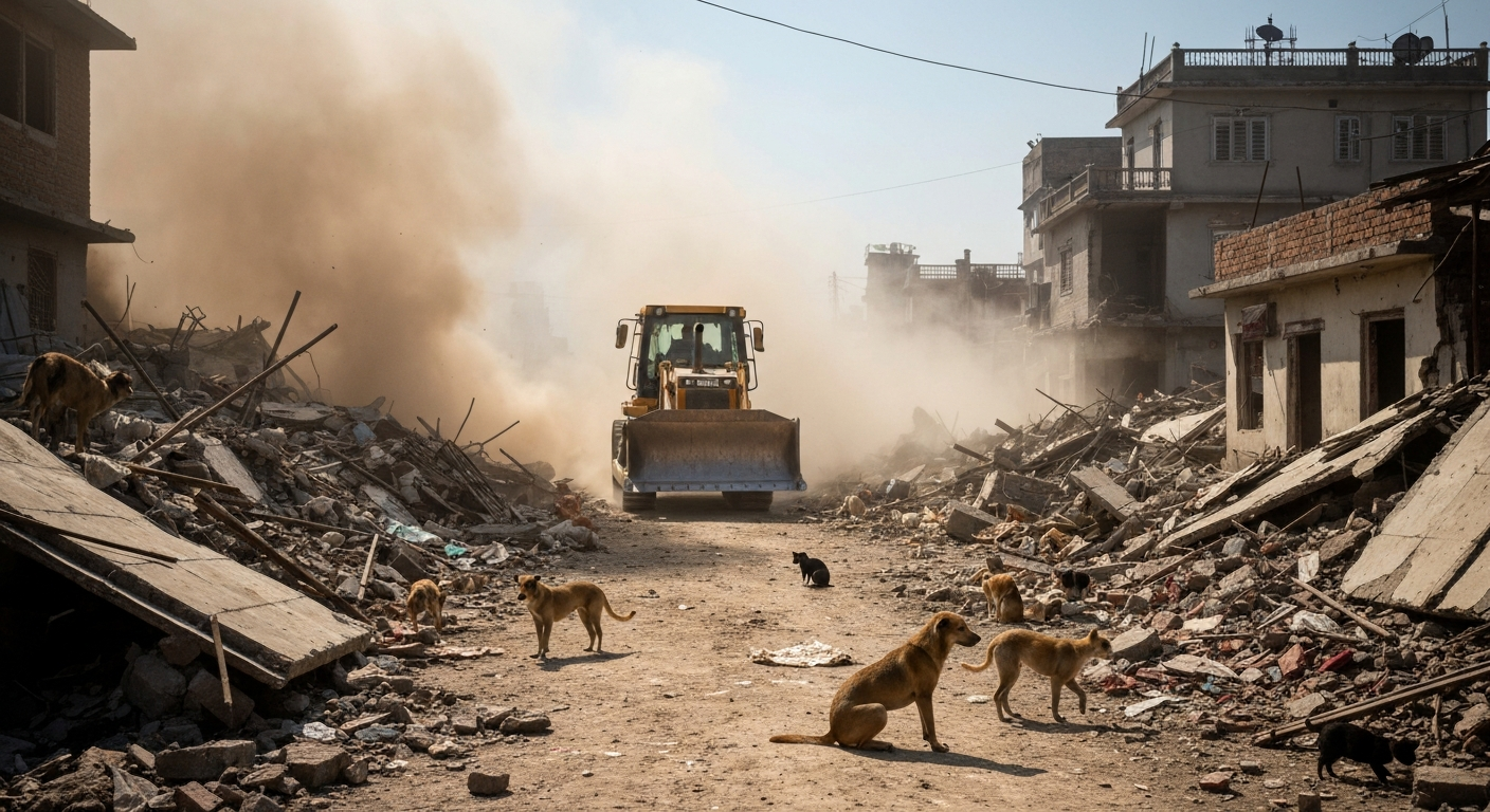 सुकुम्बासी बस्तीमा डोजर