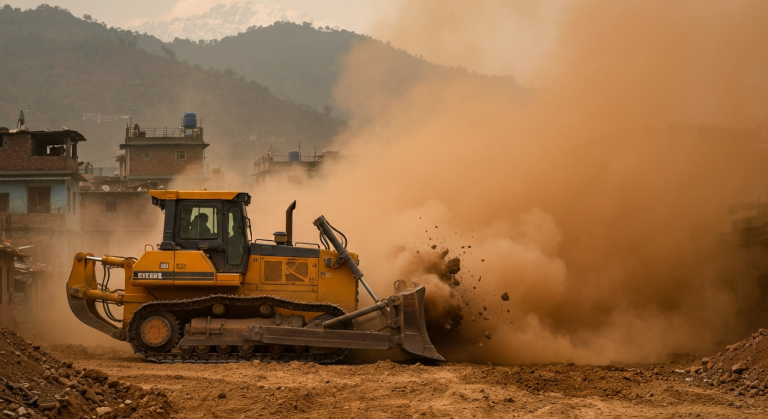 सुकुम्बासी बस्तीमा डोजर