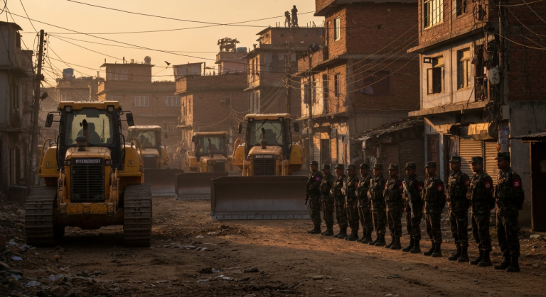 सुकुम्बासी बस्तीमा सेना