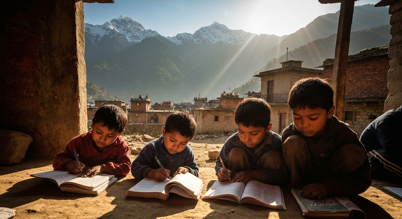 सुकुम्बासी बस्तीका विद्यार्थी