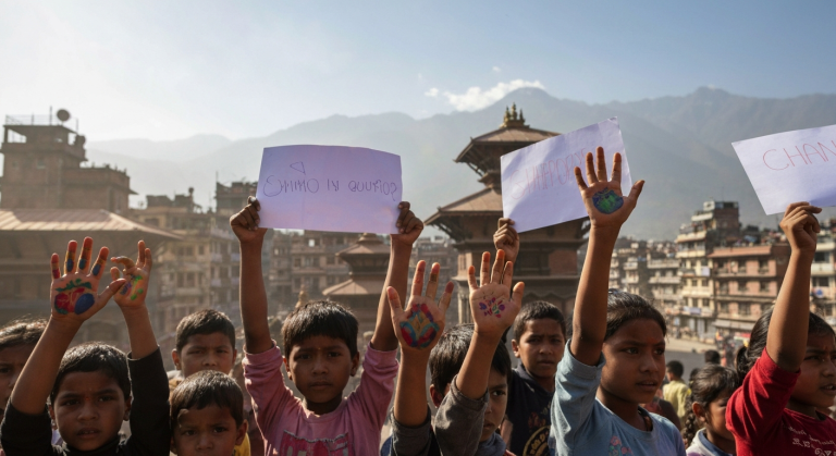 बालबालिकालाई जुलुसमा प्रयोग