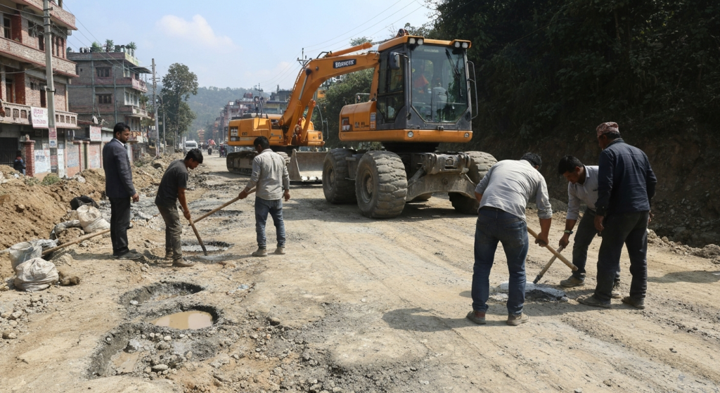 अरनिको राजमार्ग बिटुमिन अभाव