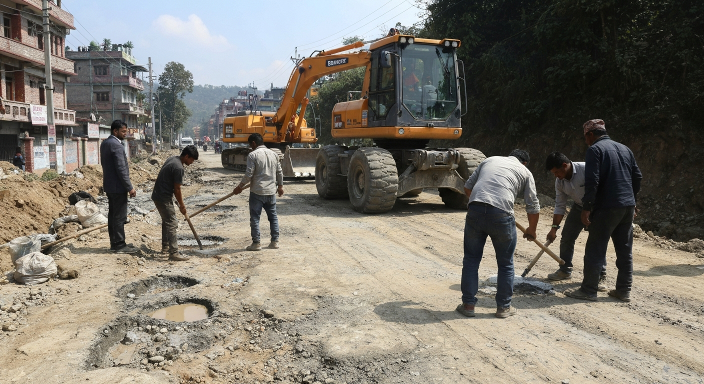 अरनिको राजमार्ग बिटुमिन अभाव