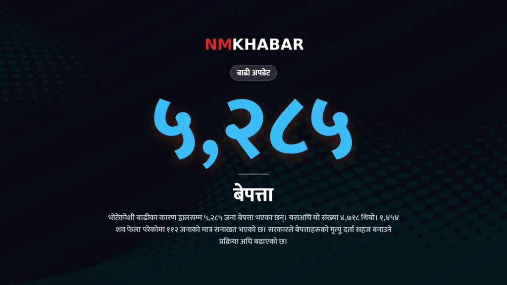 भोटेकोशी बाढी: १,४५४ शव फेला, ५,२८५ बेपत्ता, अस्थायी आवास योजनामा परिवर्तन