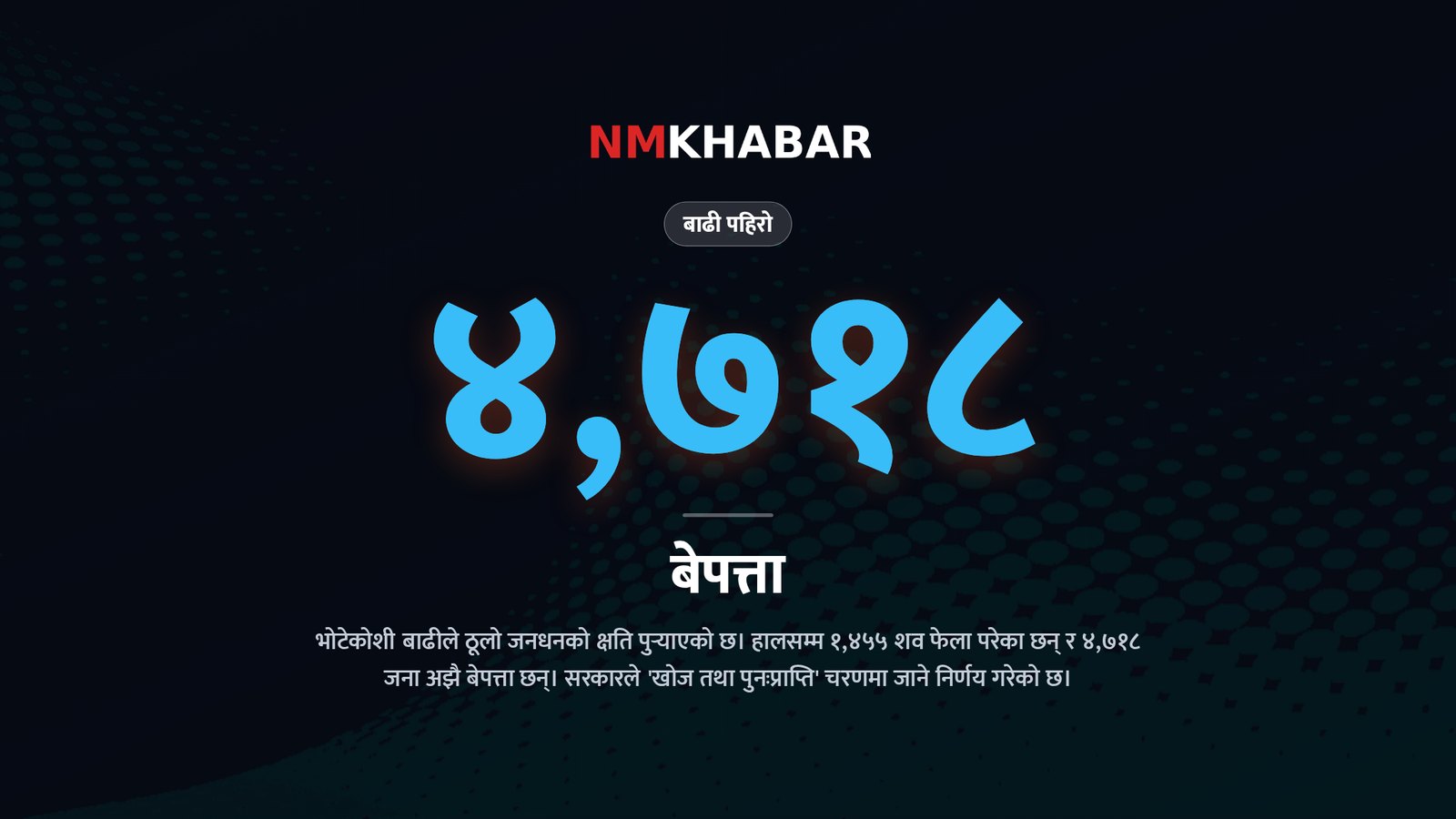 भोटेकोशी बाढी, शव फेला, बेपत्ता