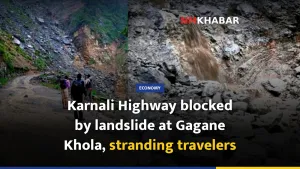 Karnali Highway blocked by landslide at Gagane Khola, stranding travelers