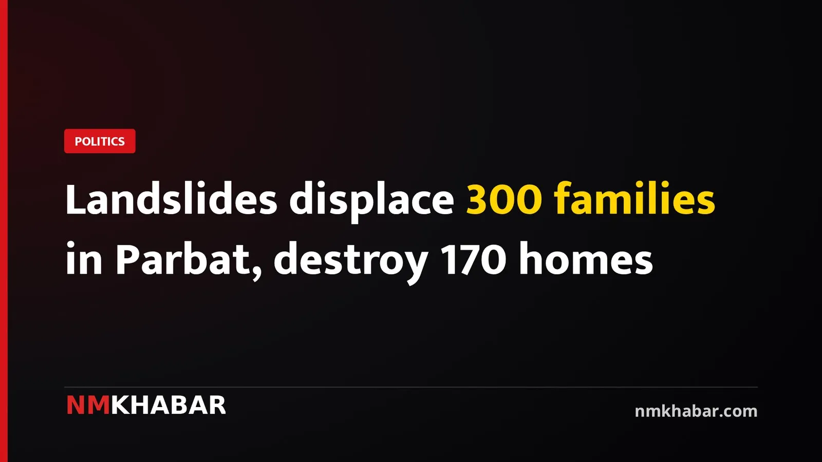 Landslides displace 300 families in Parbat, destroy 170 homes