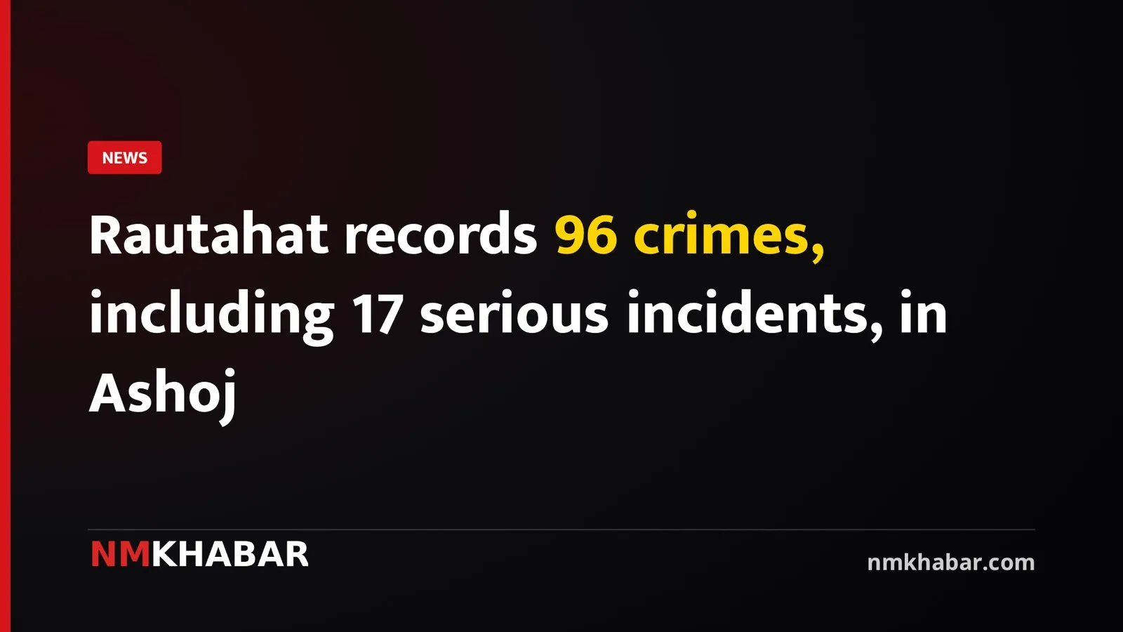 Rautahat records 96 crimes, including 17 serious incidents, in Ashoj