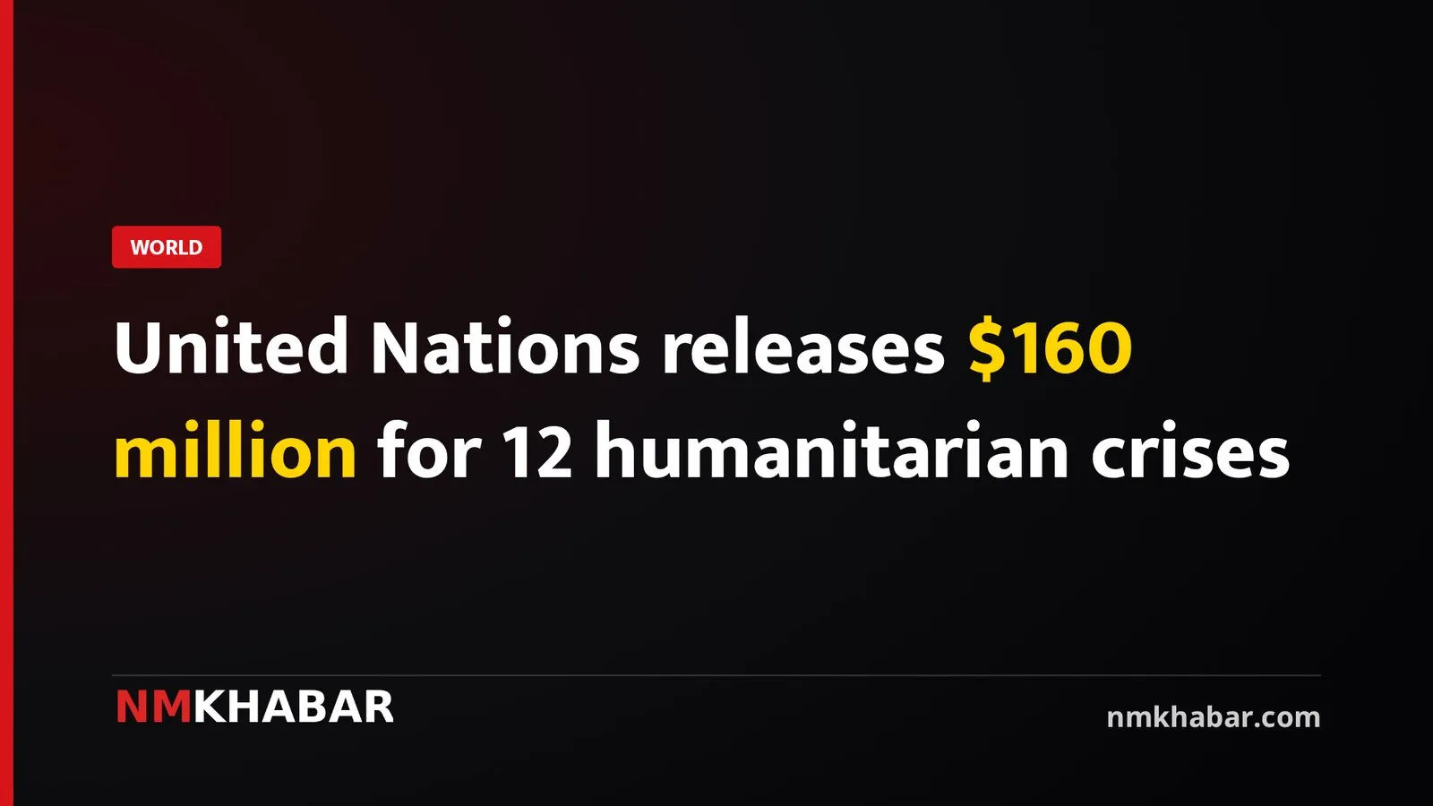 United Nations releases $160 million for 12 humanitarian crises