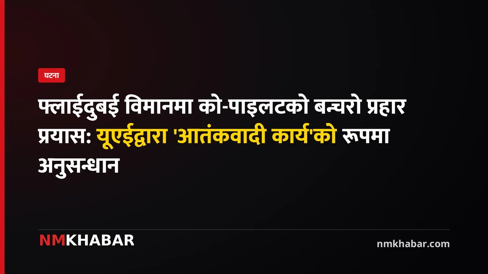फ्लाईदुबई घटना: यूएईद्वारा 'आतंकवादी कार्य'को रूपमा अनुसन्धान, बन्चरो प्रहार
